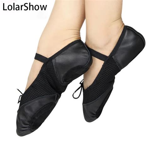 black leather ballet slippers